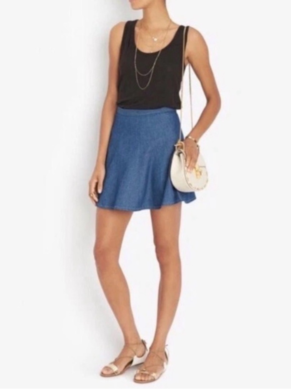rag & bone Blue Denim-Look Circle Skirt